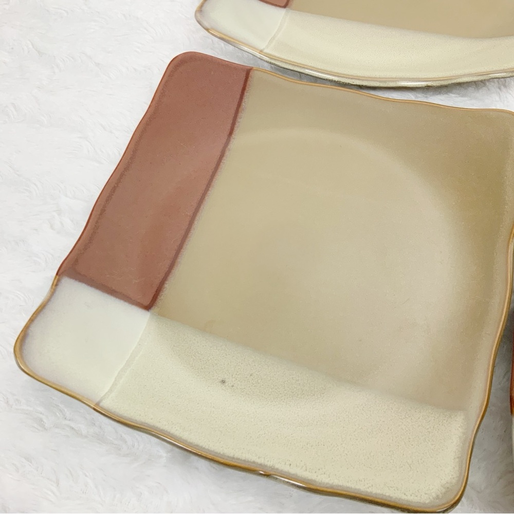 Sango Gold Dust Sienna 6 Square Salad Plates Western Southwest Earthtones Boho - Picture 5 of 14